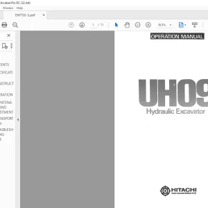 Hitachi Hydraulic Excavator UH09 Operation Manual(EM750-3) - PDF DOWNLOAD