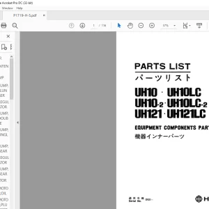 Hitachi Hydraulic Excavator UH10 10LC 10-2 10LC-2 121 121LC EQUIPMENT COMPONENTS Parts List Manual(P1719-H-5) - PDF DOWNLOAD