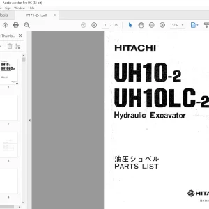 Hitachi Hydraulic Excavator UH10-2 UH10LC-2 Parts List Manual(P171-2-1) - PDF DOWNLOAD