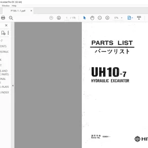 Hitachi Hydraulic Excavator UH10-7 Parts List Manual(P156-1-1) - PDF DOWNLOAD