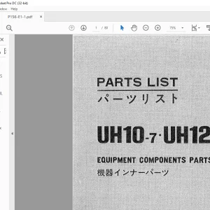 Hitachi Hydraulic Excavator UH10-7 UH123 Equipment Components Parts List Manual(P156-E1-1) - PDF DOWNLOAD