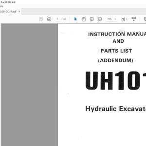 Hitachi Hydraulic Excavator UH101 (ADDENDUM) Instruction Parts List Manual(EMP750-CQ-1)  - PDF DOWNLOAD