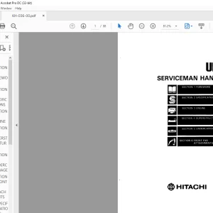 Hitachi Hydraulic Excavator UH103 Serviceman HANDBOOK Manual(KH-036-00) - PDF DOWNLOAD