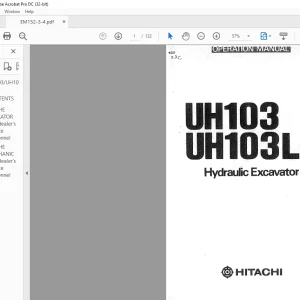 Hitachi Hydraulic Excavator UH103 UH103LC Operation Manual(EM152-3-4) - PDF DOWNLOAD