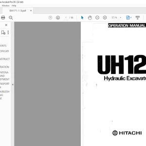 Hitachi Hydraulic Excavator UH121 Operation Manual(EM171-1-5) - PDF DOWNLOAD