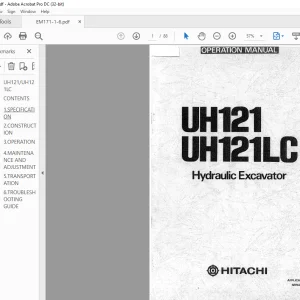 Hitachi Hydraulic Excavator UH121 UH121LC Operation Manual(EM171-1-6) - PDF DOWNLOAD