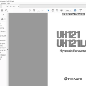 Hitachi Hydraulic Excavator UH121  UH121LC Operation Manual(EM171-2-1) - PDF DOWNLOAD