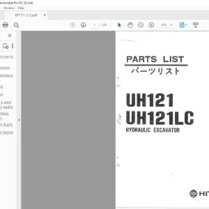 Hitachi Hydraulic Excavator UH121 UH121LC Parts List Manual(P171-2-2) -  PDF DOWNLOAD