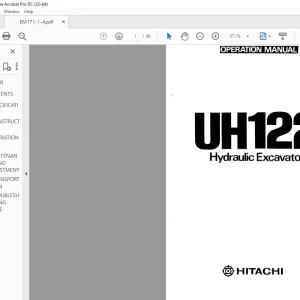 Hitachi Hydraulic Excavator UH122 Operation Manual(EP171-1-4) - PDF DOWNLOAD