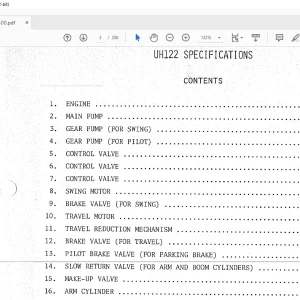 Hitachi Hydraulic Excavator UH122 Service Manual(KM023-00)  - PDF DOWNLOAD