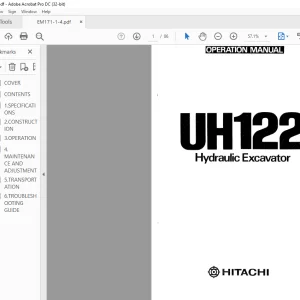 Hitachi Hydraulic Excavator UH122 UH121LC Operation Manual(EM171-1-4) - PDF DOWNLOAD
