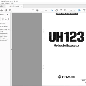 Hitachi Hydraulic Excavator UH123  Operation Manual(EM156-1-1) - PDF DOWNLOAD