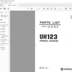 Hitachi Hydraulic Excavator UH123 Parts List Manual(P156-1-2) - PDF DOWNLOAD