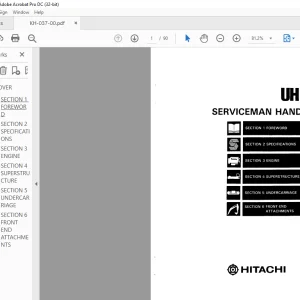 Hitachi Hydraulic Excavator UH123 Serviceman HandBook Manual(KM037-00) -  PDF DOWNLOAD