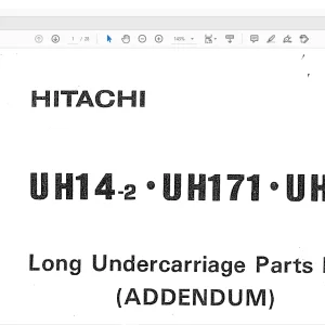 Hitachi Hydraulic Excavator UH14-02 UH171 UH172 (ADDENDUM) Long Undercarriage Parts Manual(EP1239-CBL1-2) - PDF DOWNLOAD