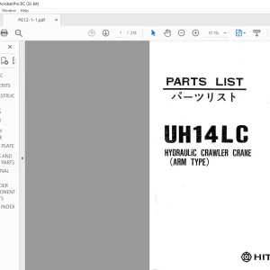 Hitachi Hydraulic Excavator UH14-LC Parts List Manual(P612-1-1) -  PDF DOWNLOAD