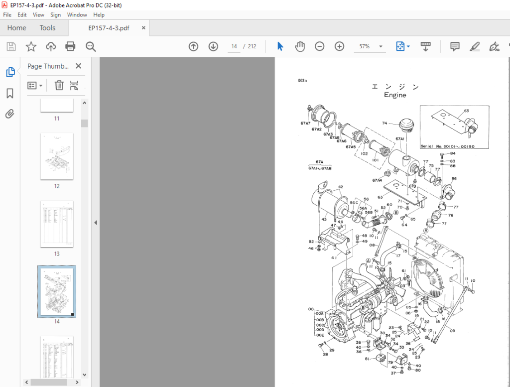 Hitachi Hydraulic Excavator UH143 UH143LC Parts List Manual(EP157-4-3 ...