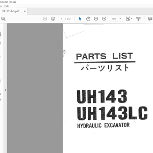 Hitachi Hydraulic Excavator UH143 UH143LC Parts List Manual(EP157-4-3)  -  PDF DOWNLOAD