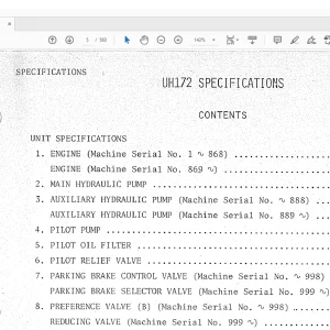 Hitachi Hydraulic Excavator UH172 Service Manual(KM024-00)- PDF DOWNLOAD