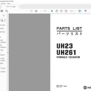 Hitachi Hydraulic Excavator UH23 UH261 Parts List Manual(P171-3-3) - PDF DOWNLOAD