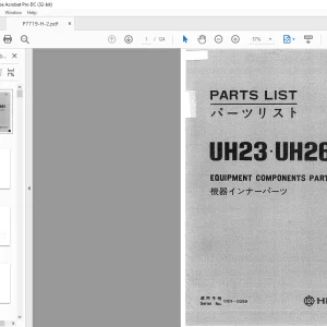 Hitachi Hydraulic Excavator UH23 UH261 Parts List Manual(P7719-H-2)- PDF DOWNLOAD