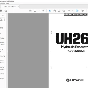 Hitachi Hydraulic Excavator UH261 (ADDENDUM) Operation Manual(EM771-1-5A) - PDF DOWNLOAD