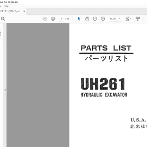 Hitachi Hydraulic Excavator UH261 Parts List Manual(P171-CP1-2)  - PDF DOWNLOAD