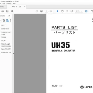 Hitachi  Hydraulic Excavator UH35  Parts List Manual(P781-1-1) - PDF DOWNLOAD