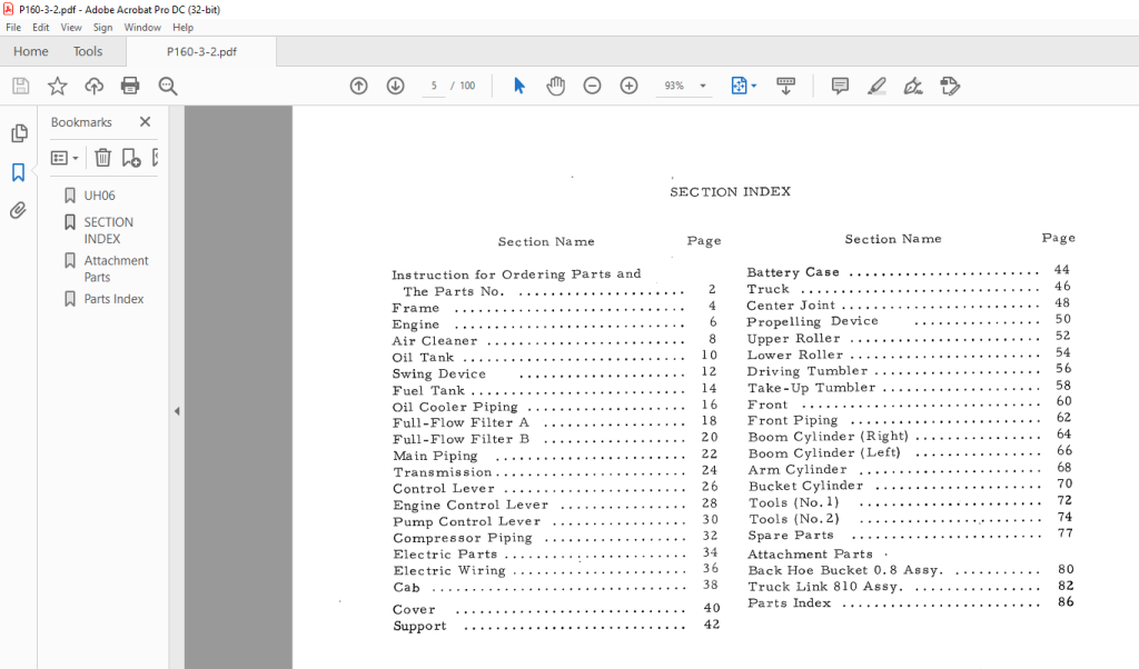 Hitachi Hydraulic Excavator UH06 Construction Parts Catalog Manual P160 3 2 PDF DOWNLOAD