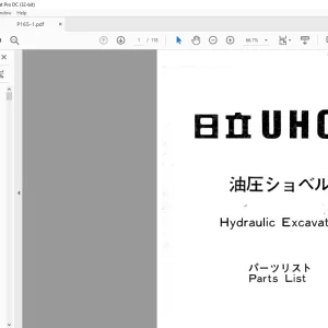 Hitachi Hydraulic excavator UH07-2 Parts List Manual(P165-1)  - PDF DOWNLOAD