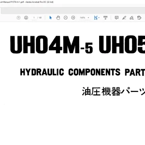 Hitachi UH04M-5 UH052M Hydraulic Components Parts List Manual (P1579-H-1) - PDF DOWNLOAD