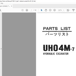 Hitachi UH04M-7 Hydraulic Excavator Parts List Manual (P12B-3-2) - PDF DOWNLOAD