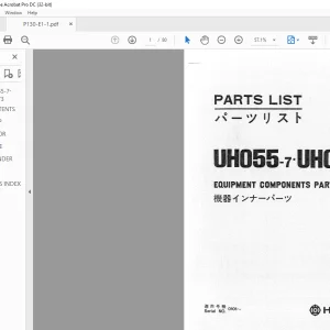Hitachi UH055-7 UH073 Equipment Components Parts List Manual(P130-E1-1) - PDF DOWNLOAD