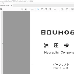 Hitachi  UH05D Hydraulic Components Parts List Manual  - PDF DOWNLOAD