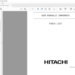 Hitachi UH20 HYDRAULIC COMPONENTS PARTS LIST MANUAL(P7709-H-2)   - PDF DOWNLOAD