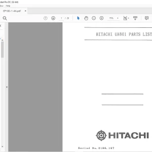 Hitachi UH50 UH801 Parts List Manual(P180-1-4A) -  PDF DOWNLOAD