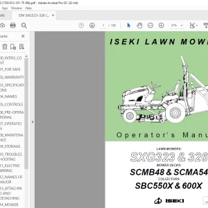 ISEKI Lawn Mower SXG323 326 MOWER DECKS SCMB48  SCMA54 COLLECTORS SBC550X 600X Operator’s Manual - PDF DOWNLOAD