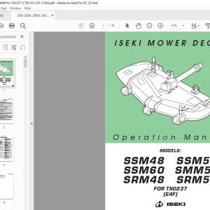 ISEKI MOWER DECKS SSM48 SSM54 SSM60 SMM54 SRM48 SRM54 FOR TXG237[E4F] Operation Manual - PDF DOWNLOAD