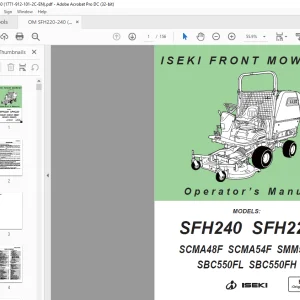 Iseki Front Mowers SFH240 SFH220 SCMA48F SCMA54F SMM54F SBC550FL SBC550FH Operator's Manual - PDF DOWNLOAD