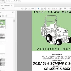 Iseki Lawn Mower SXG323 326 Mower Decks SCMA54 SCMB48 SCMC48 Collectors SBC550X & 600X Operator's Manual - PDF DOWNLOAD