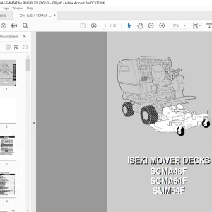 Iseki Mower Decks SCMA48F SCMA54F SMM54F Service Manual - PDF DOWNLOAD