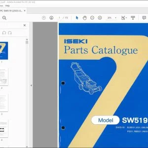 Iseki SW519 Mower Parts Catalogue Manual - PDF DOWNLOAD