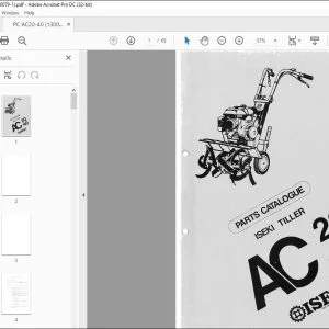 Iseki Tiller AC20 AC40 Parts Catalogue Manual - PDF DOWNLOAD