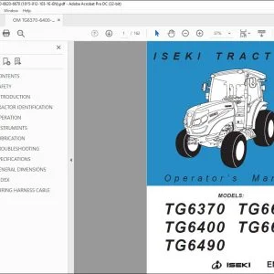 Iseki Tractor TG6370 TG6400 TG6490 TG6620 TG6670 Operator's Manual - PDF DOWNLOAD