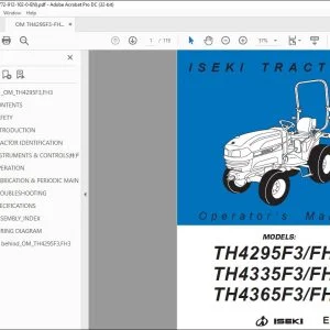 Iseki Tractor TH4295F3 FH3 TH4335F3 FH3 TH4365F3 FH3 Operator's Manual - PDF DOWNLOAD