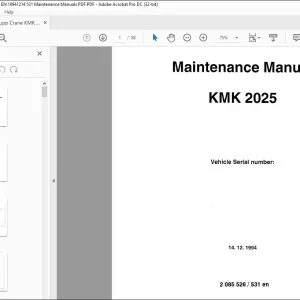 Krupp Crane KMK 2025 Maintenance Manual 2 085 526 - PDF DOWNLOAD