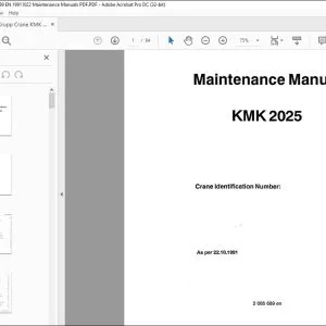 Krupp Crane KMK 2025 Maintenance Manual 2085689 - PDF DOWNLOAD