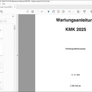 Krupp Crane KMK 2025 Wartungsanleitung 2085526 - PDF DOWNLOAD