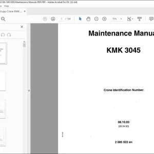 Krupp Crane KMK 3045 Maintenance Manual 2 085 922 - PDF DOWNLOAD