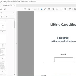 Krupp Crane KMK 4070 Lifting Capacities Supplement Operating Instruction Manual 2102163 - PDF DOWNLOAD